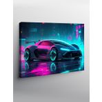 Kanvas Tablo Neon Spor Araba 70cmx100cm