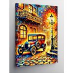 Kanvas Tablo Nostaljik Araba ve Sokak Işıkları, 70 x 100