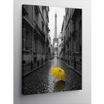 Kanvas Tablo Paris Sokaklarında Sarı Şemsiye, 100 x 140