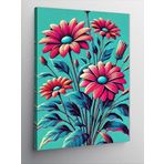 Kanvas Tablo Pembe Çiçekler Ve Yeşil Arka Plan, 50 x 70