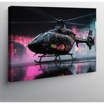 Kanvas Tablo Pembe Ve Siyah Helikopter Çizimi 100cmx140cm