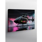 Kanvas Tablo Pembe Ve Siyah Helikopter Çizimi 50cmx70cm
