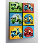Kanvas Tablo Pop Art Motosiklet Çizimleri