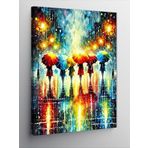 Kanvas Tablo Renkli Ve Parlak İnsan Silüetleri, 50 x 70