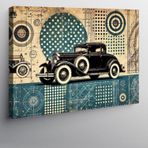 Kanvas Tablo Retro Araba Ve Geometrik Sanat