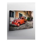 Kanvas Tablo Retro Sokak Ve Kırmızı Araba