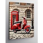 Kanvas Tablo Retro Vespa ve Telefon Kulübesi, 50 x 70