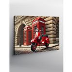 Kanvas Tablo Retro Vespa ve Telefon Kulübesi