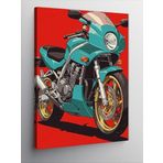 Kanvas Tablo Retro Yeşil Motosiklet, 100 x 140 CNVSDKEY138403