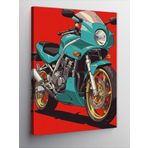Kanvas Tablo Retro Yeşil Motosiklet