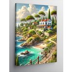 Kanvas Tablo Sahil Evi Ve Doğa Manzarası, 50 x 70