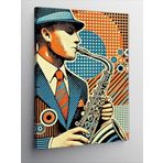 Kanvas Tablo Saksafon Çalan Jazz Müzisyeni, 100 x 140