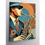 Kanvas Tablo Saksafon Çalan Jazz Müzisyeni