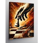 Kanvas Tablo Satranç Taşı ve El, 70 x 100
