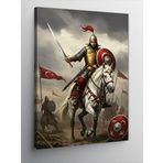 Kanvas Tablo Savaşçı Ve Türk Bayrağı, 70 x 100