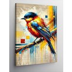 Kanvas Tablo Suluboya Renkli Kuş Tasarımı, 50 x 70