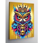 Kanvas Tablo Taçlı Baykuş Ve Saat, 50 x 70
