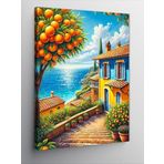Kanvas Tablo Tropikal Ev ve Ağaçlar, 100 x 140
