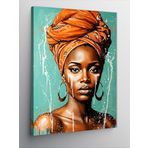 Kanvas Tablo Turuncu Afrikalı Kadın Portresi, 100 x 140