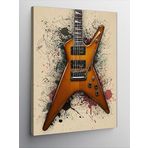 Kanvas Tablo Turuncu Elektro Gitar Çizimi, 70 x 100