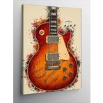Kanvas Tablo Turuncu Elektro Gitar ve Notalar, 100 x 140