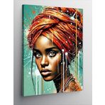 Kanvas Tablo Turuncu Şal Takmış Kadın, 100 x 140