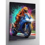 Kanvas Tablo Yarış Pistinde Turuncu Motorcu, 70 x 100
