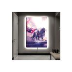 Kanvas Türk Bayraği Tutan Atatürk Ve Aslan Ledli Tablo 50 X 70