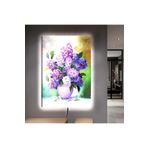 Kanvas Yağli Boya Görünümlü Mor Çiçekler Ledli Tablo 50 X 70