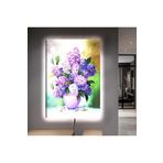 Kanvas Yağli Boya Görünümlü Mor Çiçekler Ledli Tablo 90 X 60