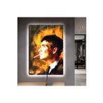 Kanvas Yağli Boya Görünümlü Sigara Içen Tommy Shelby Ledli Tablo 70 X 100