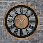 Kanvasnes Siyah Ahşap Büyük Modern Duvar Saati, Sessiz Mekanizma, Minimalist, Roman Rakamlı, Vintage - Oturma Odası, Mutfak, Bahçe, Yatak Odası İçin