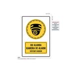 KanvasSepeti Bu Alanda Kamera ve Alarm Sistemi Vardır Uyarı Folyo Etiket Baskı (21,6×30,3cm) Sticker