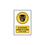 KanvasSepeti Bu Karavanda Kamera Ve Alarm Sistemi Vardır Uyarı Folyo Etiket Baskı (15,4×21,6CM) Sticker