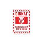 KanvasSepeti Dikkat Kamera Ve Alarm Sistemi Vardır Uyarı Folyo Etiket Baskı (21,6×30,3CM) Sticker