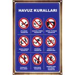 KanvasSepeti Havuz Kuralları 1 Uyarı Folyo Etiket Baskı Sticker