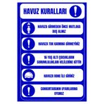 KanvasSepeti Havuz Kuralları 4 Uyarı Folyo Etiket Baskı Sticker