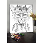 KanvasSepeti Kedi 13 40x30cm Çocuklar Için Özel Boyanabilir Tablo Tuval Mandala Kalem Hediyesi Yoktur.