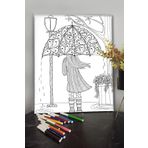 KanvasSepeti Şemsiyeli Kadın 40x30cm Çocuklar Için Özel Boyanabilir Tablo Tuval Mandala 12 Kalem Hediyesi Yoktur.
