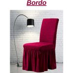 Kanway ( 1 ADET ) Bürümcük Sandalye Kılıfı. Likralı Etekli Lastikli Yıkanabilir Sandalye Örtüsü. - 45 x 45 x 60 cm - Bordo