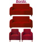 Kanway 3+3+1+1 Bürümcük Koltuk Takımı Örtüsü. Boydan Eteksiz Streç Esnek Lastikli Çekyat Kanepe Kılıfı - 180 x 230 cm - Bordo