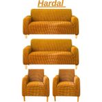 Kanway 3+3+1+1 Bürümcük Koltuk Takımı Örtüsü. Boydan Eteksiz Streç Esnek Lastikli Çekyat Kanepe Kılıfı - 180 x 230 cm - Hardal