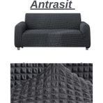 Kanway Bürümcük 3 Kişilik Koltuk Örtüsü Boydan Eteksiz Streç Esnek Lastikli Çekyat Kanepe Kılıfı - 180 x 230 cm - Antrasit