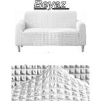 Kanway Bürümcük 3 Kişilik Koltuk Örtüsü Boydan Eteksiz Streç Esnek Lastikli Çekyat Kanepe Kılıfı - 180 x 230 cm - Beyaz