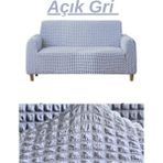 Kanway Bürümcük 3 Kişilik Koltuk Örtüsü Boydan Eteksiz Streç Esnek Lastikli Çekyat Kanepe Kılıfı - 180 x 230 cm - Gri