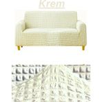 Kanway Bürümcük 3 Kişilik Koltuk Örtüsü Boydan Eteksiz Streç Esnek Lastikli Çekyat Kanepe Kılıfı - 180 x 230 cm - Krem
