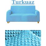 Kanway Bürümcük 3 Kişilik Koltuk Örtüsü Boydan Eteksiz Streç Esnek Lastikli Çekyat Kanepe Kılıfı - 180 x 230 cm - Turkuaz