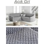 Kanway Bürümcük Eteksiz L Köşe Koltuk Örtüsü. 7 Kişilik Esnek, Köşe Koltuk Kılıfı. Toplam Uzunluk 550CM - 450 x 550 cm - Gri