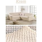 Kanway Bürümcük L Köşe Koltuk Örtüsü. Boydan Eteksiz Streç Esnek Lastikli Çekyat Kanepe Kılıfı. - 300 x 350 cm - Krem