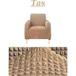 Kanway Bürümcük Tek Kişilik Koltuk Örtüsü. Eteksiz Streç Esnek Lastikli Berjer Kılıfı - 80 x 120 cm - Taş Rengi